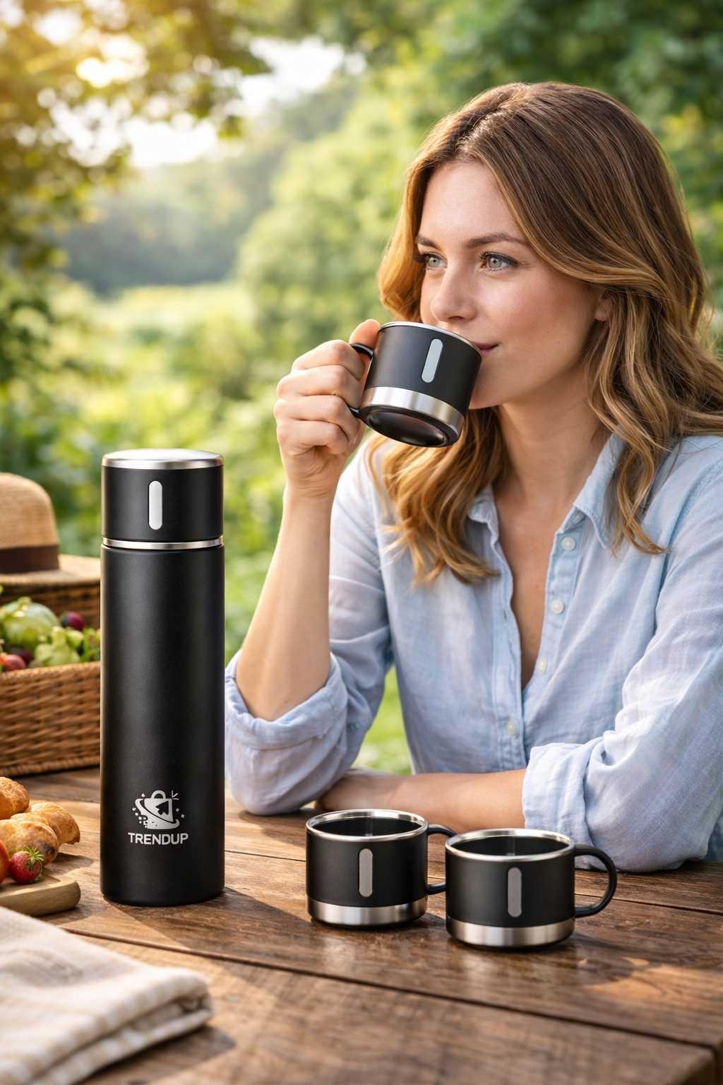 TRENDUP VACUUM FLASK SET BLACK 500ML